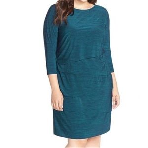 Tahari ASL Tiered Ruffle Dress Teal